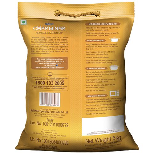 Kohinoor Charminar - Long Grain Rice, 5 kg